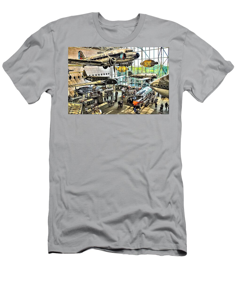 Smithsonian T-Shirt featuring the digital art Flying History by Addison Likins