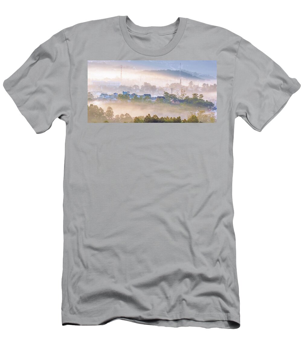 Fog T-Shirt featuring the photograph Fog Cover City by Khanh Bui Phu