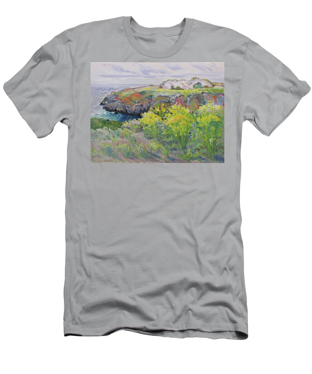 Fog T-Shirt featuring the painting Foggy Day Duncan's Landing by John McCormick
