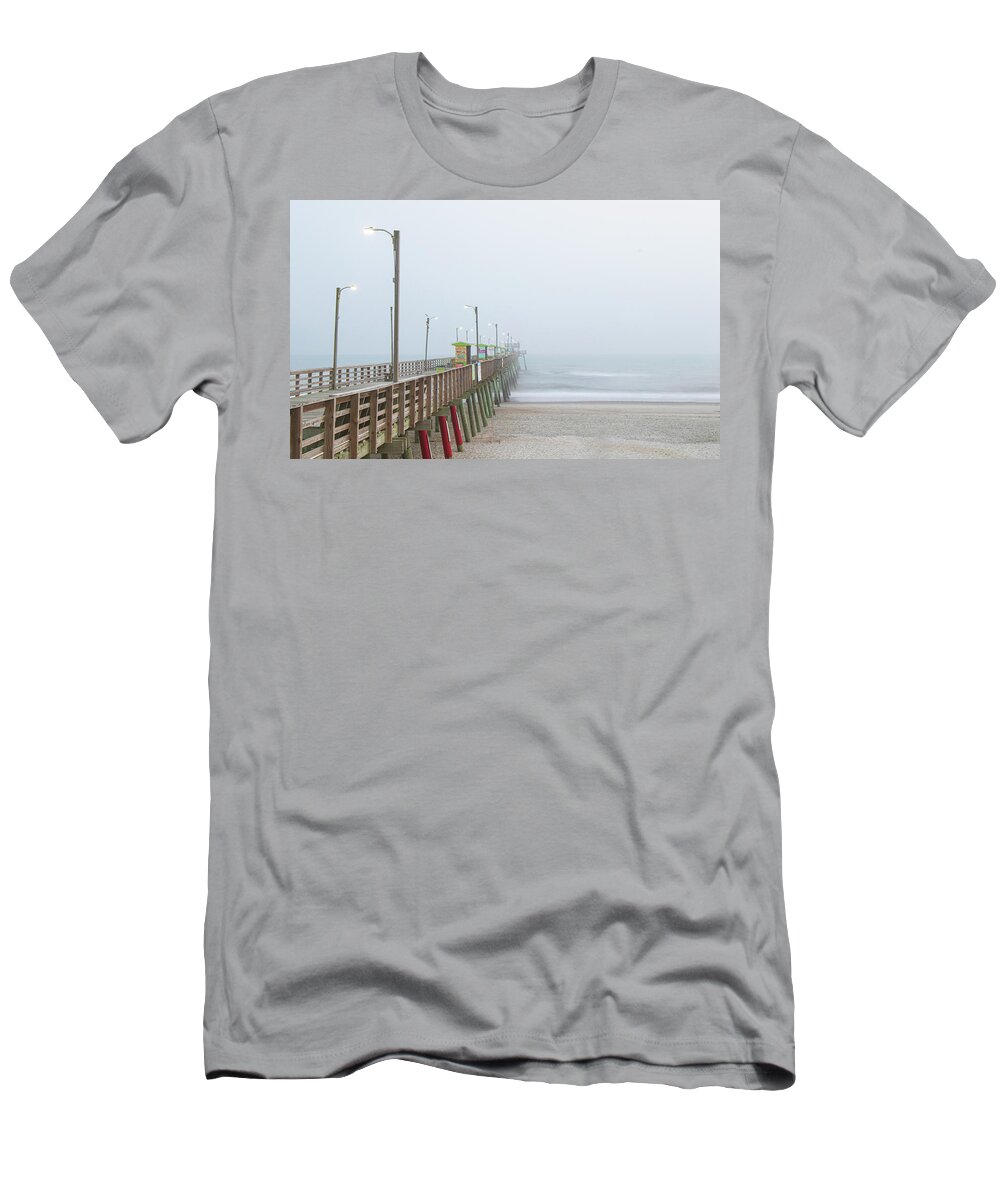 Fishing T-Shirt featuring the photograph Foggy Evening at Emerald Isle North Carolina by Bob Decker