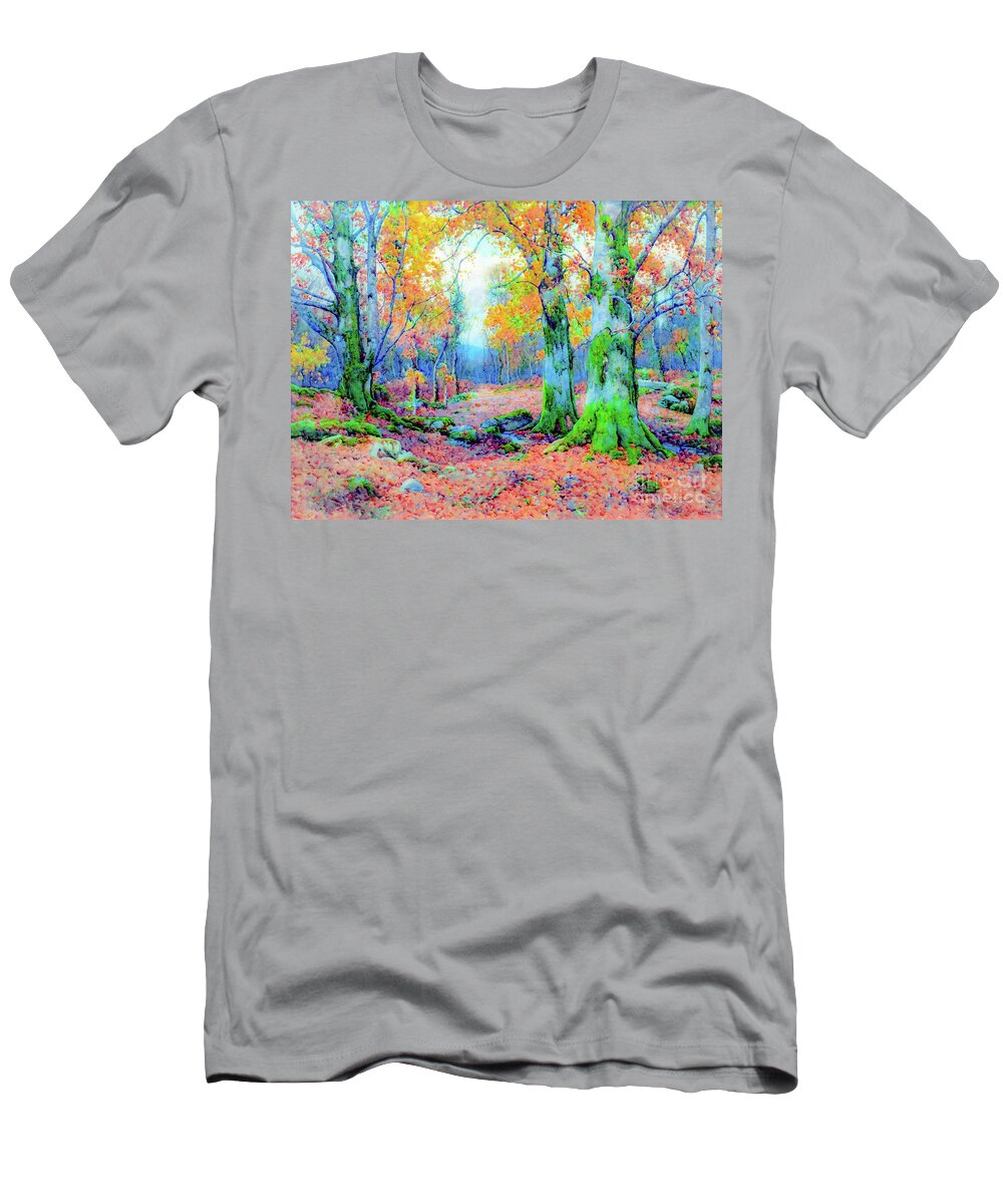 Landscape T-Shirt featuring the painting Forest Enchantment by Jane Small