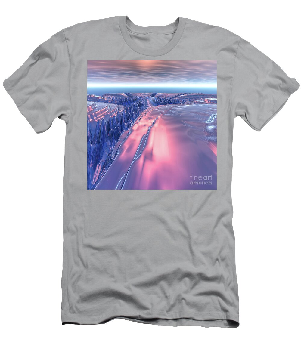 Glacier T-Shirt featuring the digital art Fractal Glacier Landscape by Phil Perkins