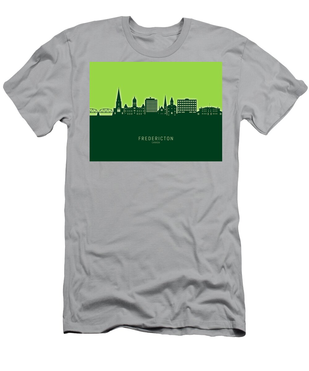 Fredericton T-Shirt featuring the digital art Fredericton Canada Skyline #35 by Michael Tompsett