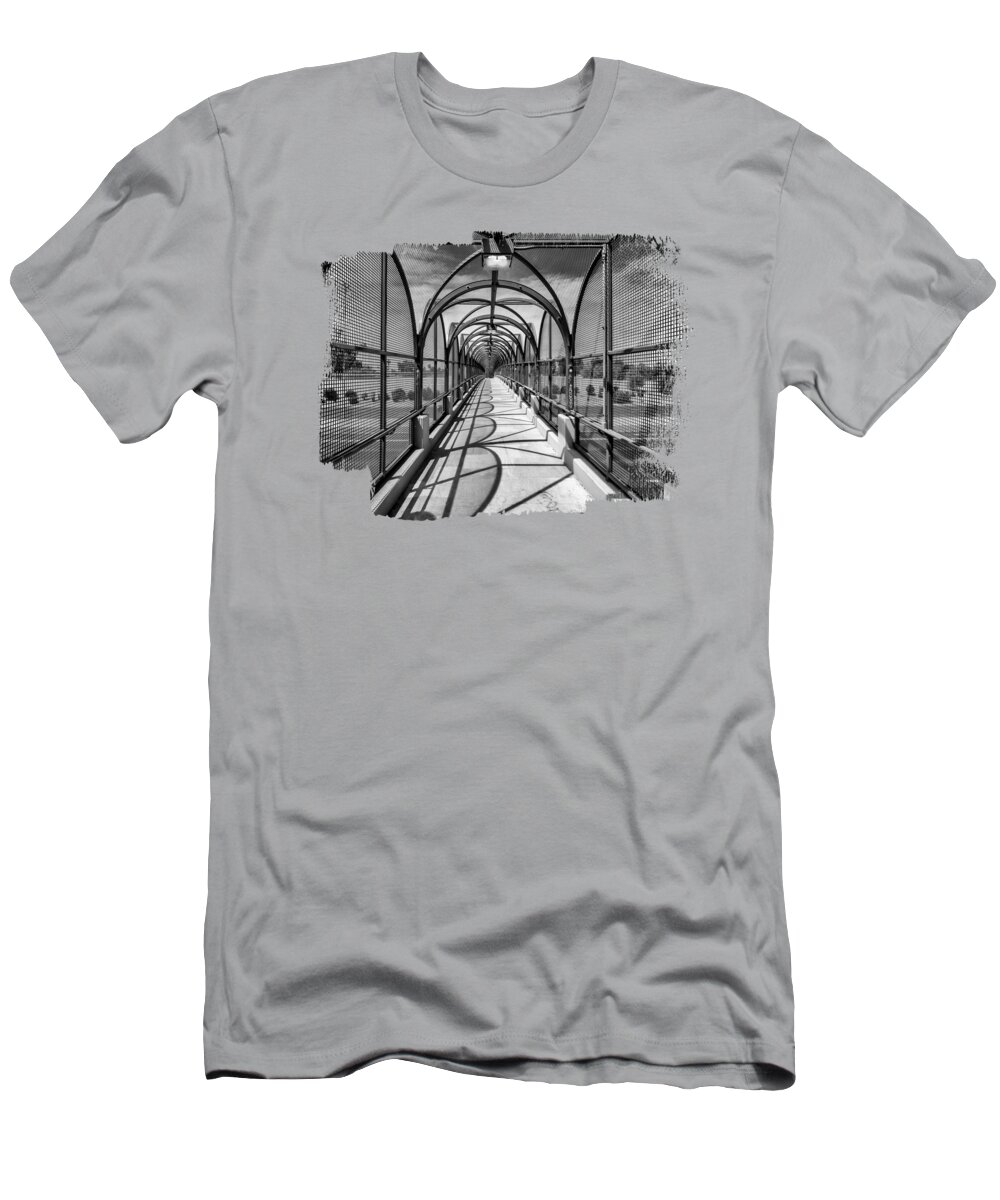 Vanishing Point T-Shirt featuring the photograph Freeway Bridge BW by Elisabeth Lucas