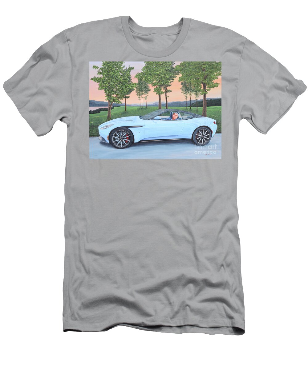 Aston Martin T-Shirt featuring the painting Frost Blue Cruisin by Aicy Karbstein