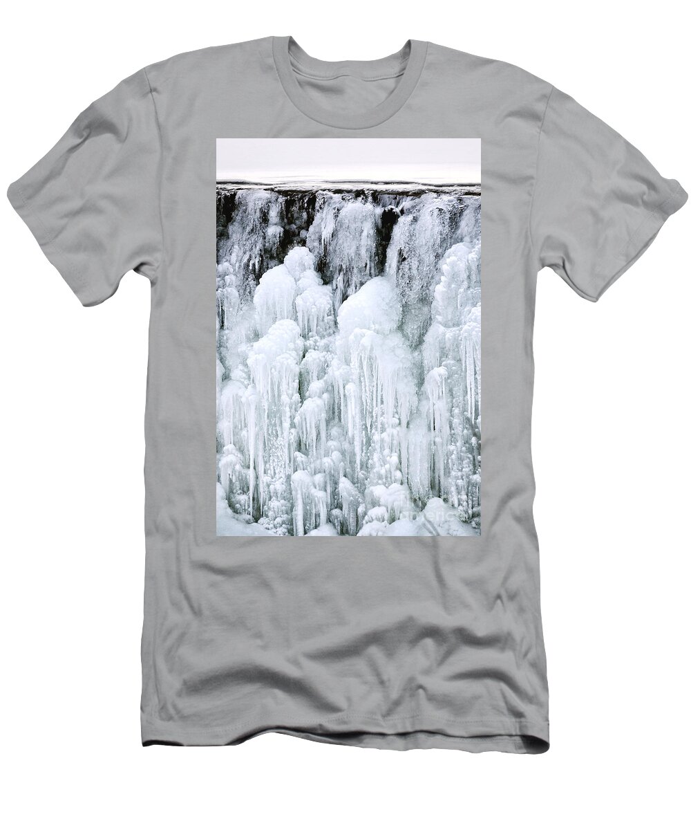 Ice T-Shirt featuring the photograph Frozen Water Fall by Olivier Le Queinec