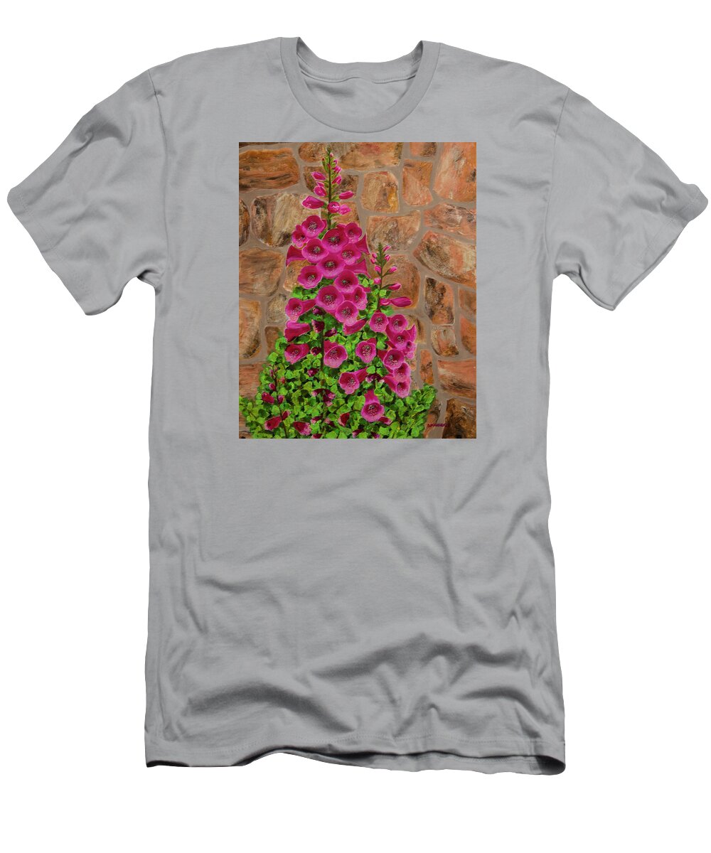 Flower T-Shirt featuring the painting Fuchsia Profusion by Donna Manaraze