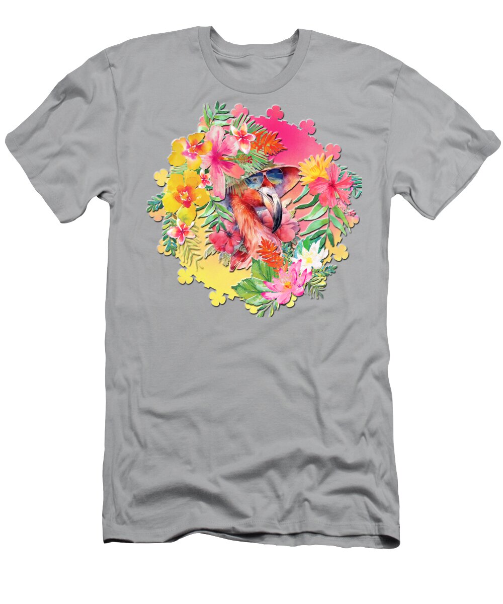 Flamingo T-Shirt featuring the digital art Fun In The Summer Sun by HH Photography of Florida