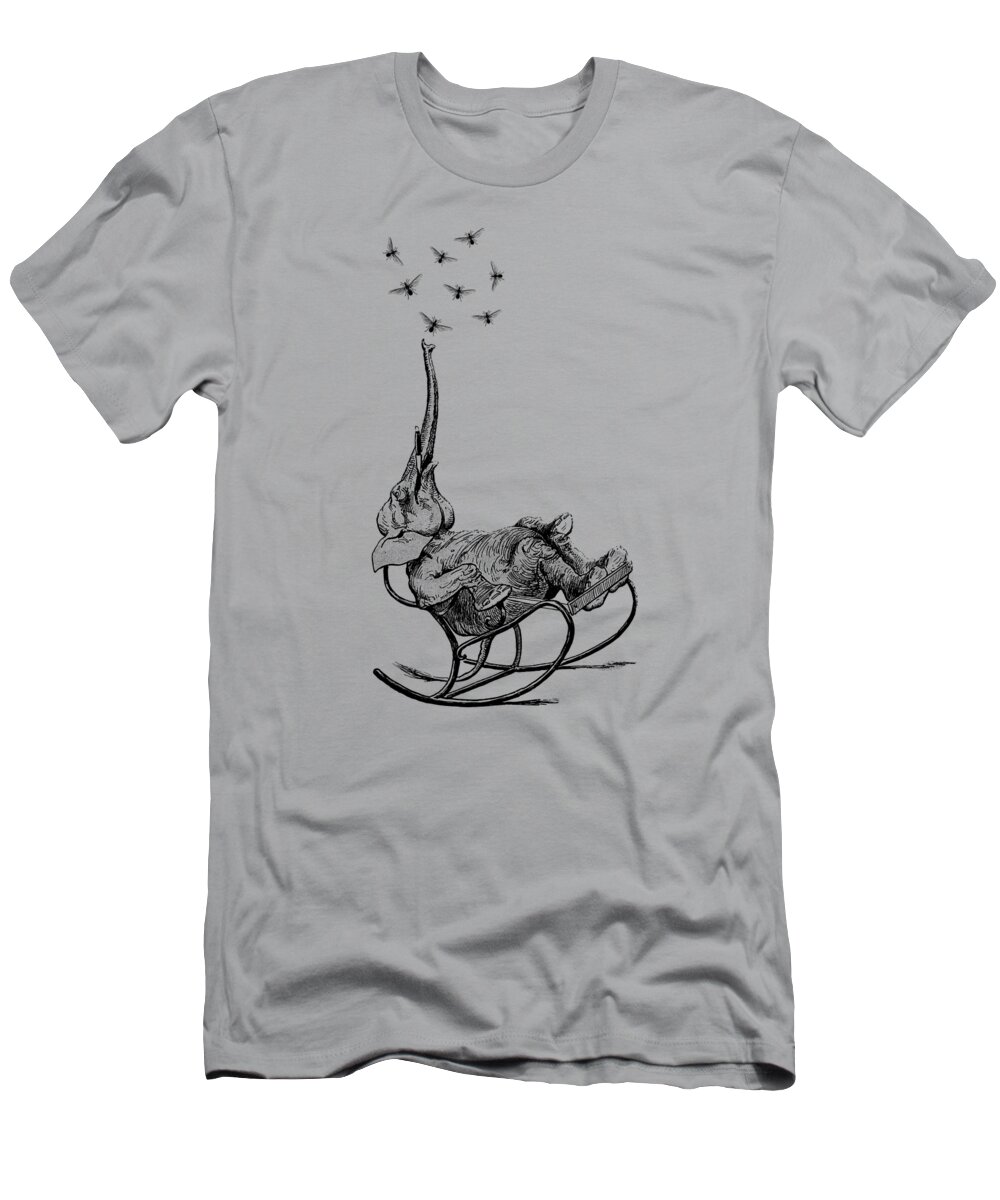 Elephant T-Shirt featuring the digital art Funny elephant comic by Madame Memento