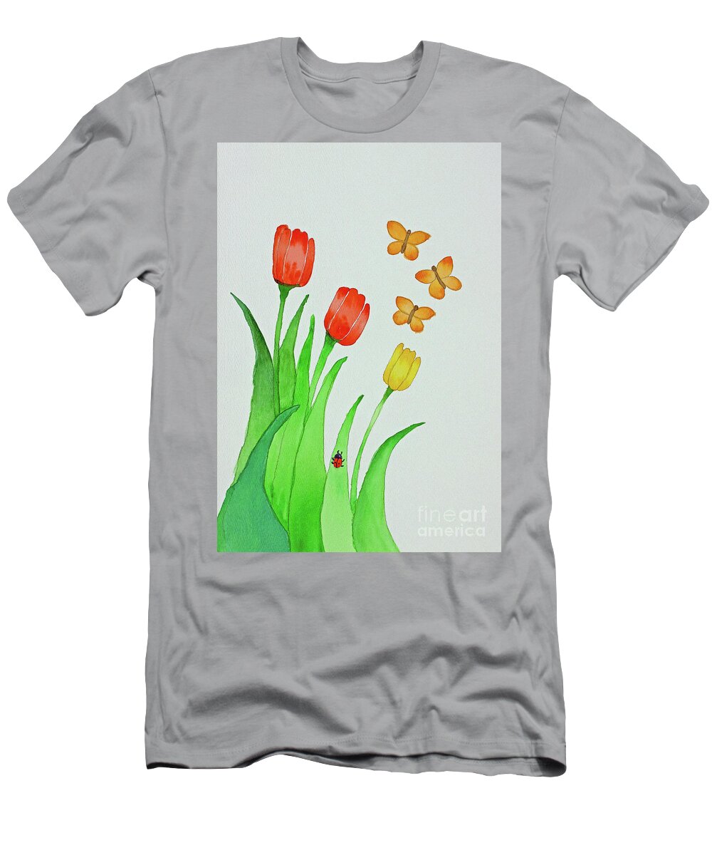 Garden Delight Pair Left Side T-Shirt featuring the painting Garden Delight left side of pair by Norma Appleton