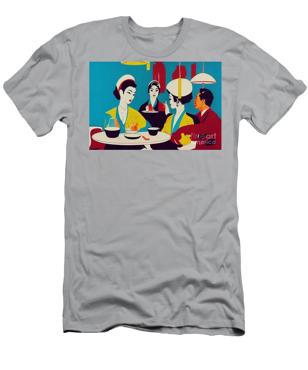 Geisha Lunch Break T-Shirt featuring the mixed media Geisha Lunch Break III by Jay Schankman