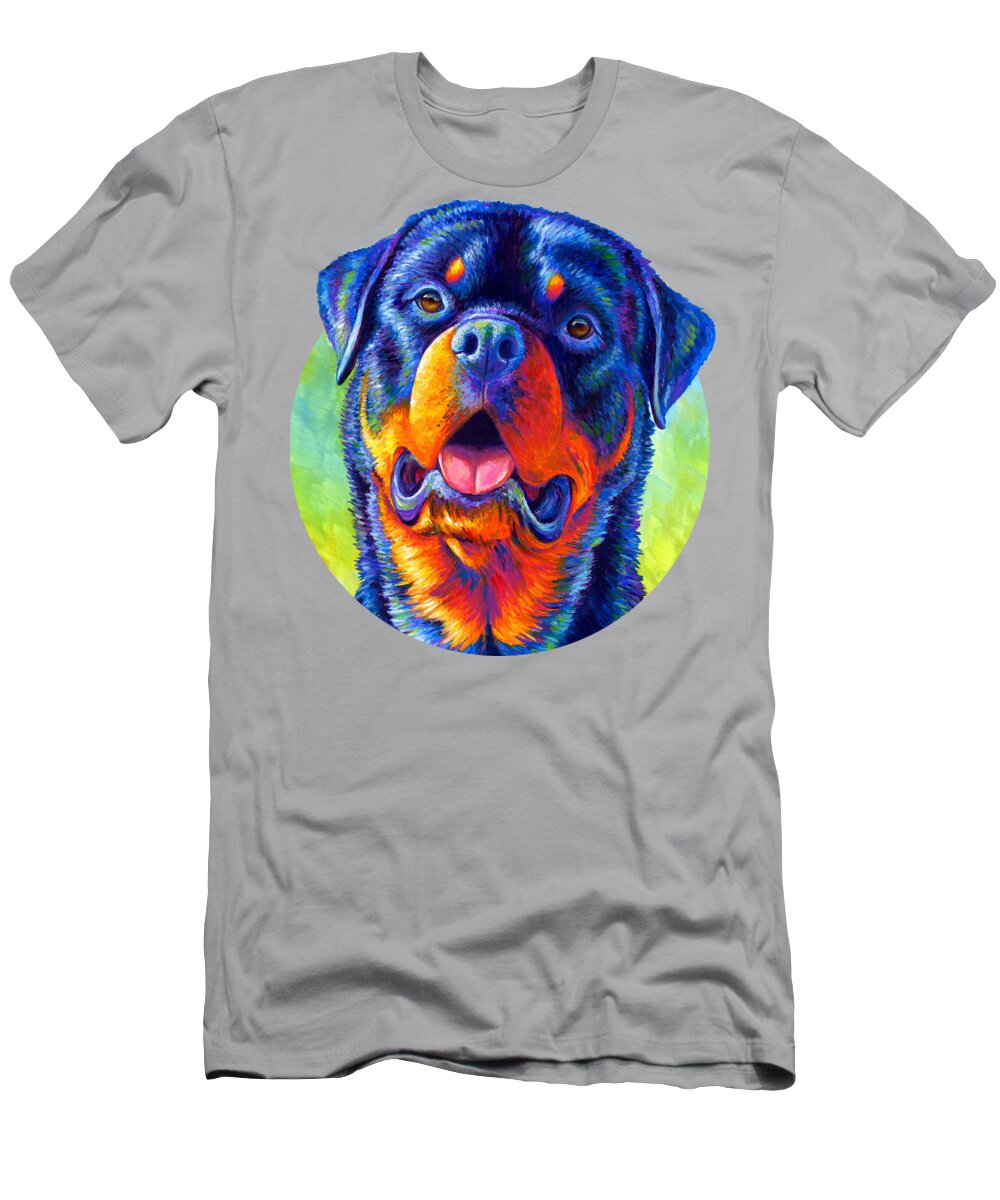 Rottweiler T-Shirt featuring the painting Gentle Guardian Colorful Rottweiler Dog by Rebecca Wang