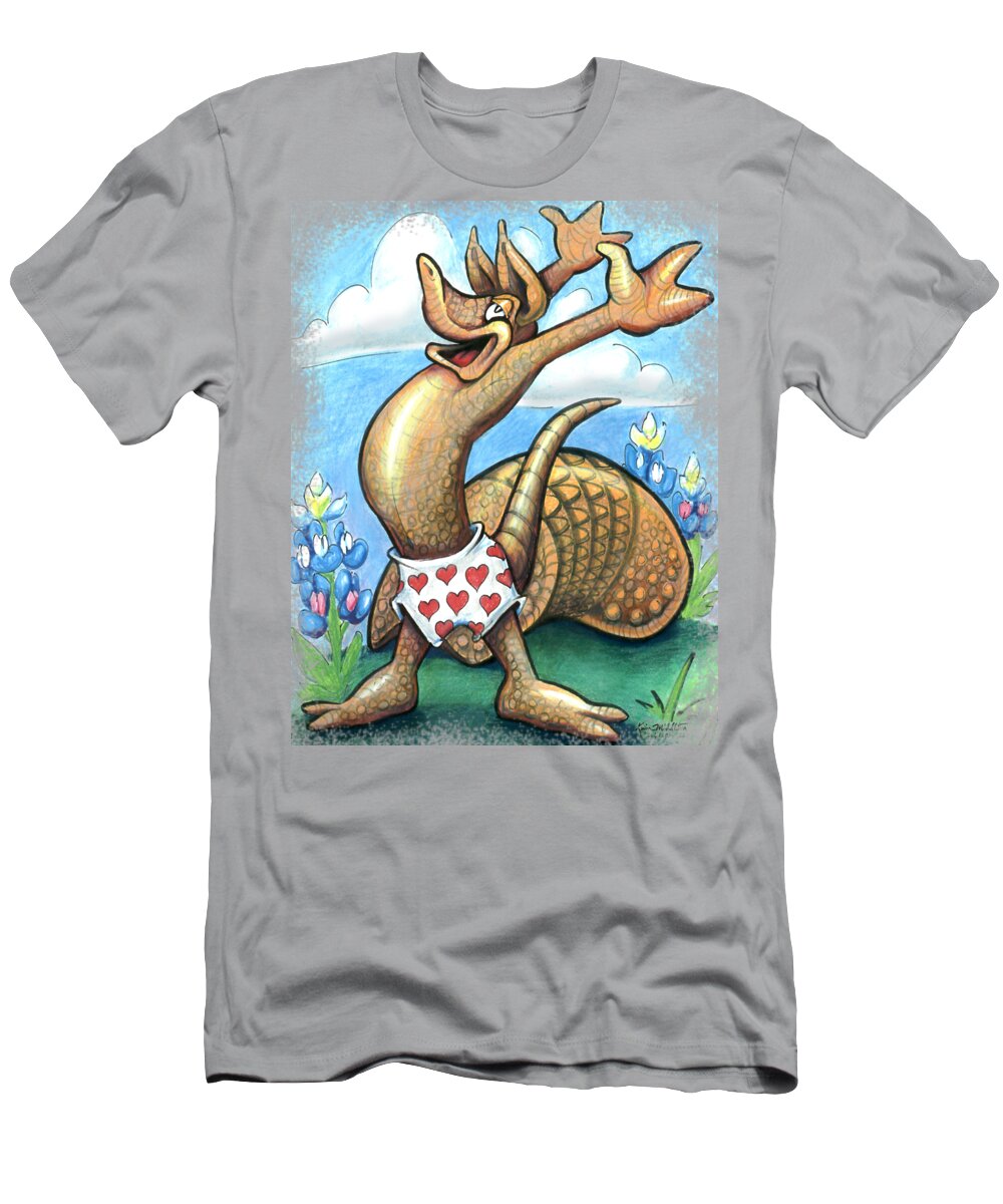 Armadillo T-Shirt featuring the digital art Get Out of Your Shell, Stop and Smell the Bluebonnets by Kevin Middleton
