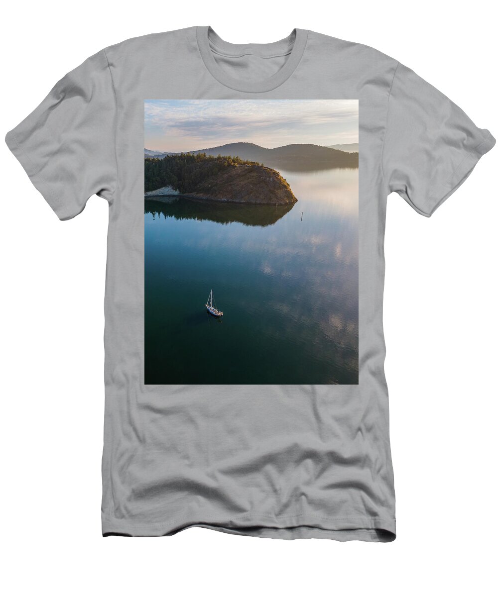 Sailboat T-Shirt featuring the photograph Glassy Calm by Michael Rauwolf