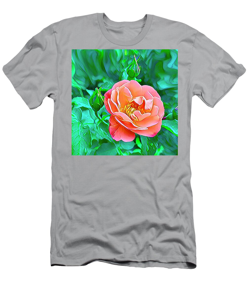 Flowers T-Shirt featuring the digital art Gorgeous Rose by Nancy Olivia Hoffmann