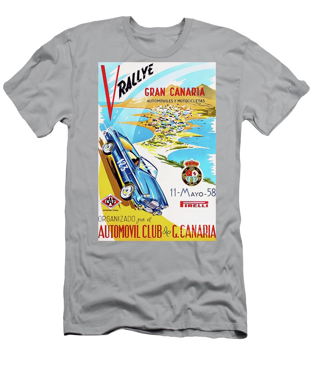 Gran T-Shirt featuring the drawing Gran Canary Islands Automobile Rally 1958 by M G Whittingham