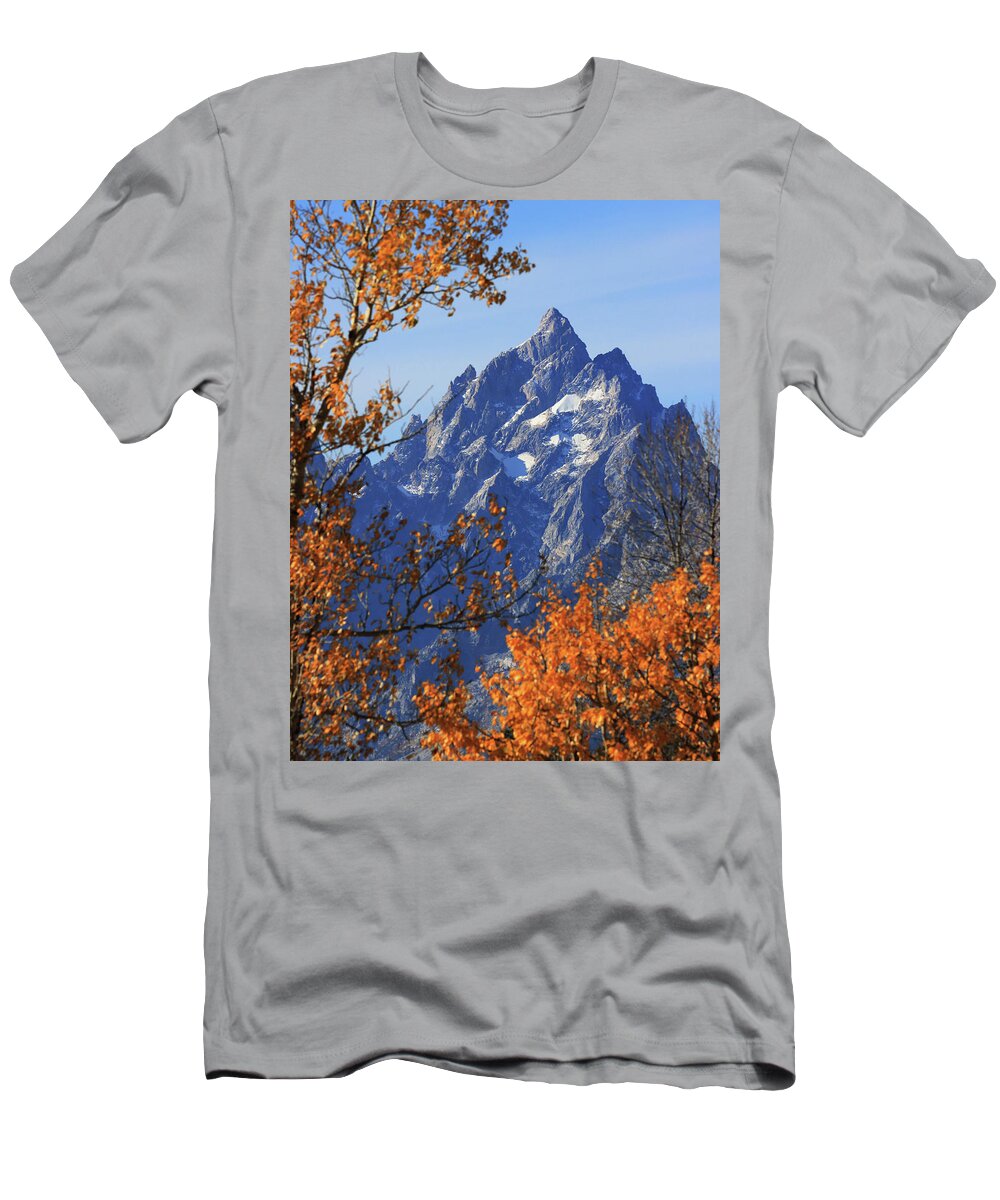 Grand Teton Autumn Frame T-Shirt featuring the photograph Grand Teton In Autumn by Dan Sproul