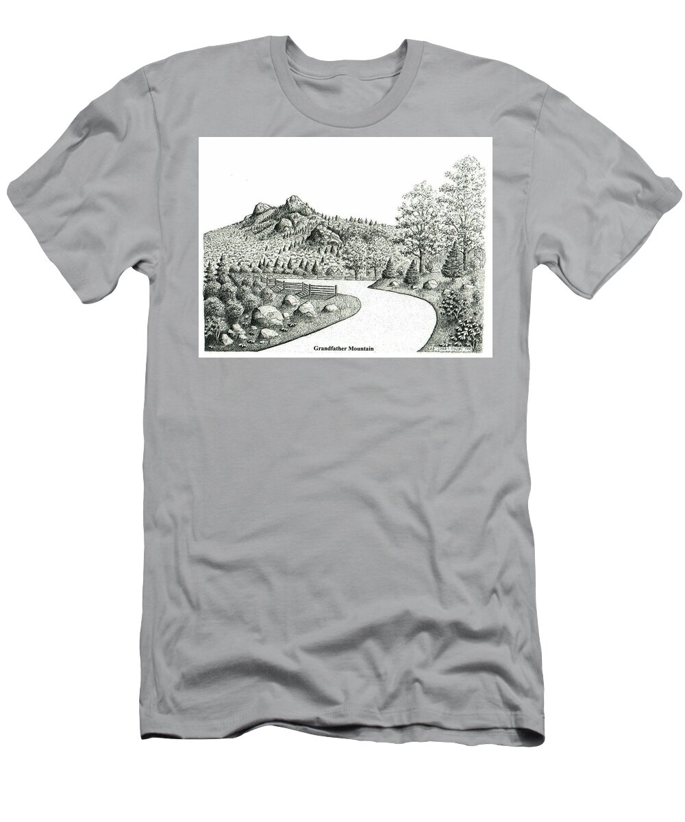 Grandfather Mountain T-Shirt featuring the drawing Grandfather Mountain by Lee Pantas