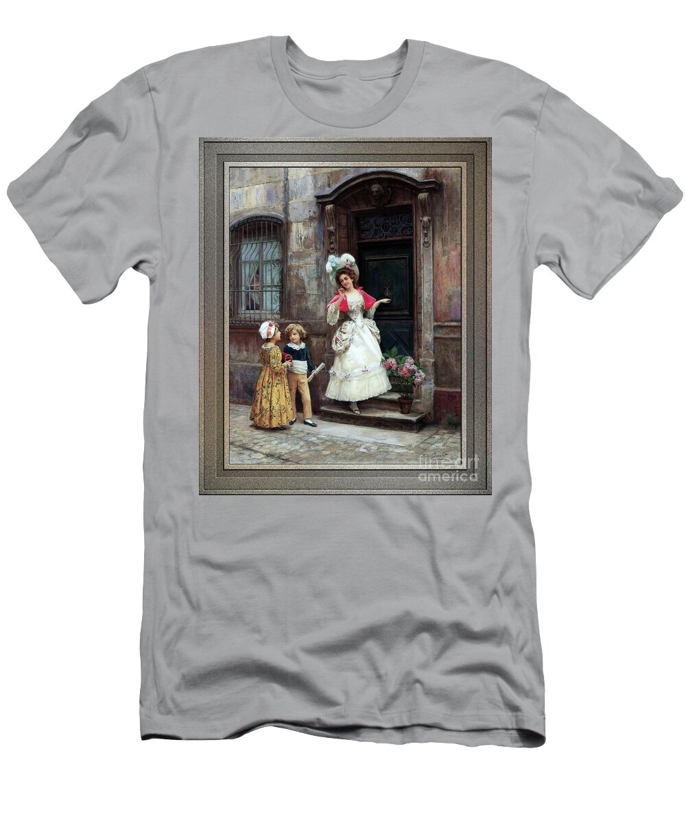 Grandmother’s Birthday T-Shirt featuring the painting Grandmothers Birthday by Jules Girardet Remastered Xzendor7 Fine Art Classical Reproductions by Rolando Burbon