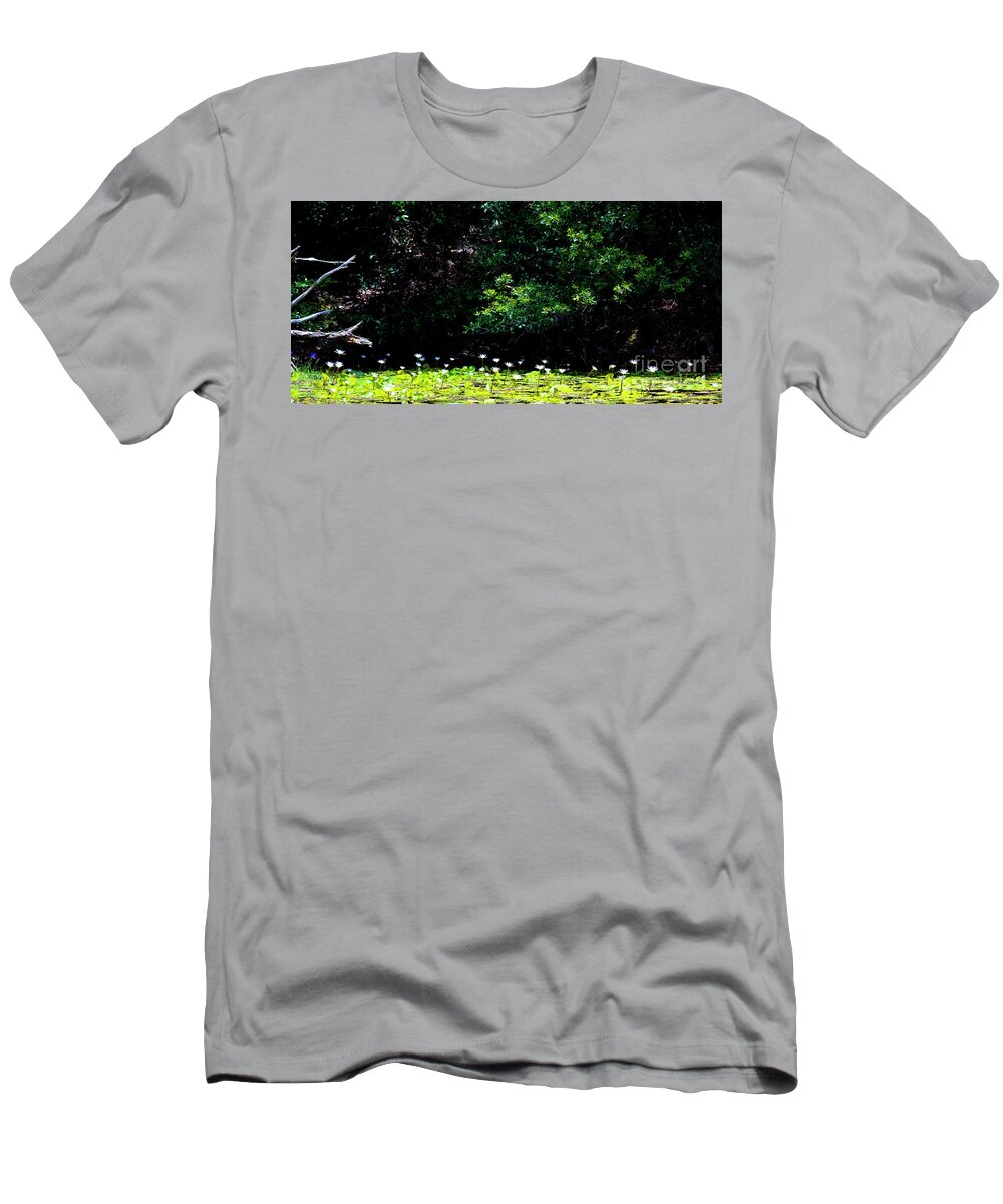 Green And White T-Shirt featuring the photograph Green And White, Field Of Water Lilies by Felix Lai