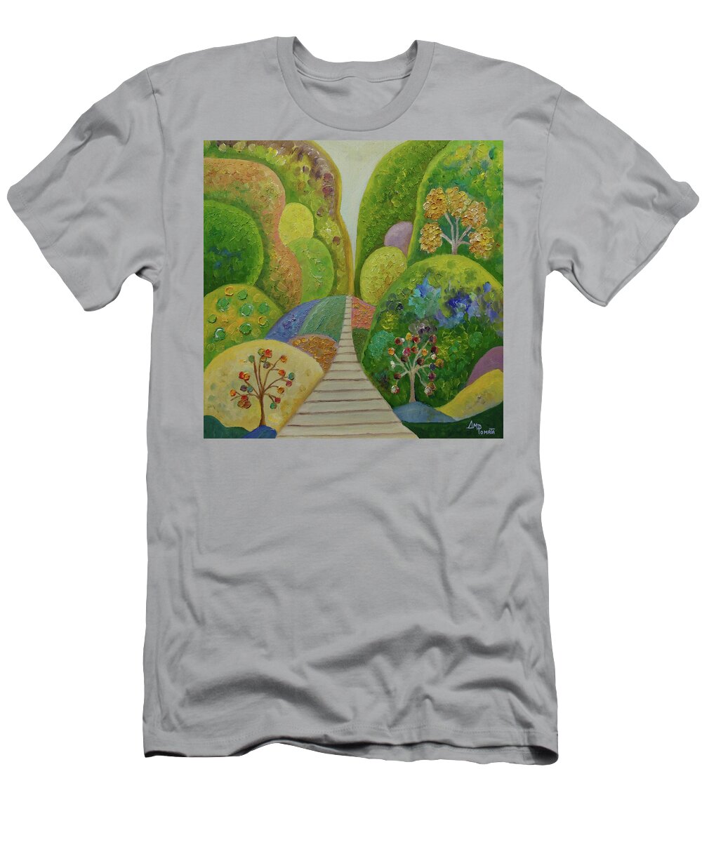 Trees T-Shirt featuring the painting Greenway Springs by Angeles M Pomata