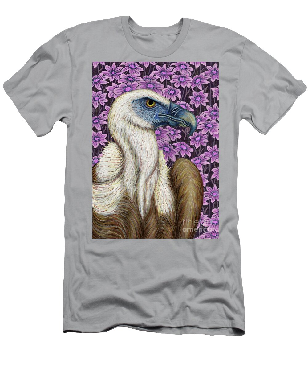 Vulture T-Shirt featuring the painting Griffon Vulture Floral by Amy E Fraser