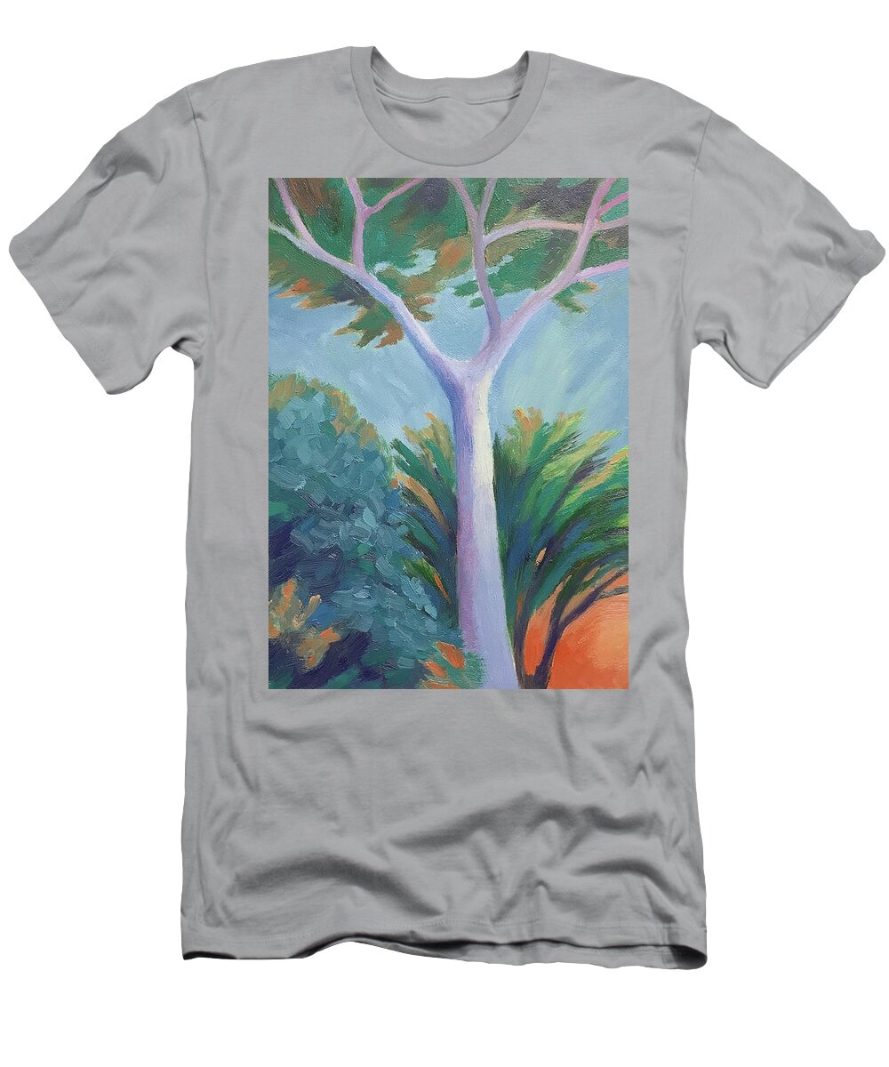 Half Moon Bay T-Shirt featuring the painting Half Moon Bay by Linda Ruiz-Lozito