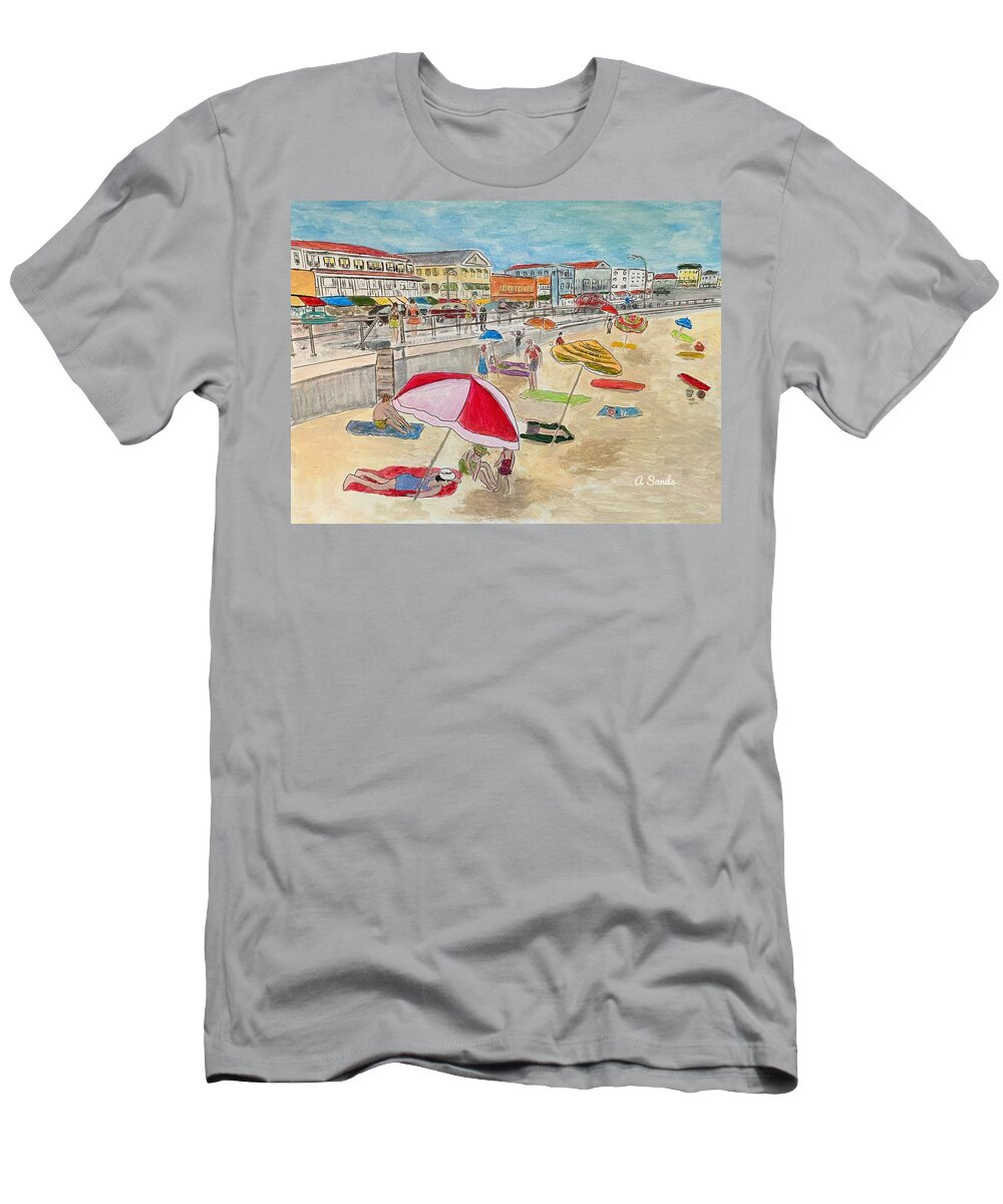 Hampton Beach T-Shirt featuring the painting Hampton Beach by Anne Sands
