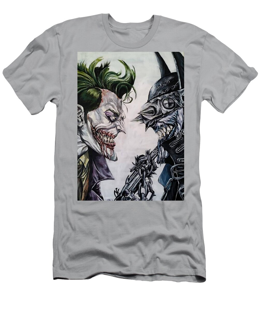 Hand painted artwork, 20\'\'x 27,5\'\' Pixels Melis Laughs canvas by 50x70cm, painting Who acrylic on Karalarli Batman T-Shirt 