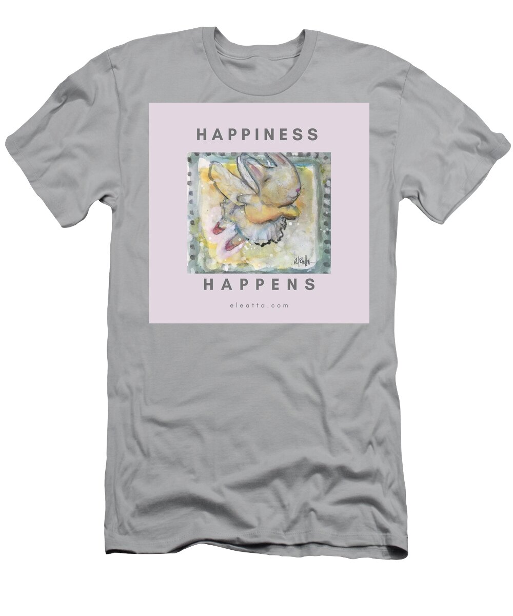 Whimsical T-Shirt featuring the mixed media Happiness Happens by Eleatta Diver
