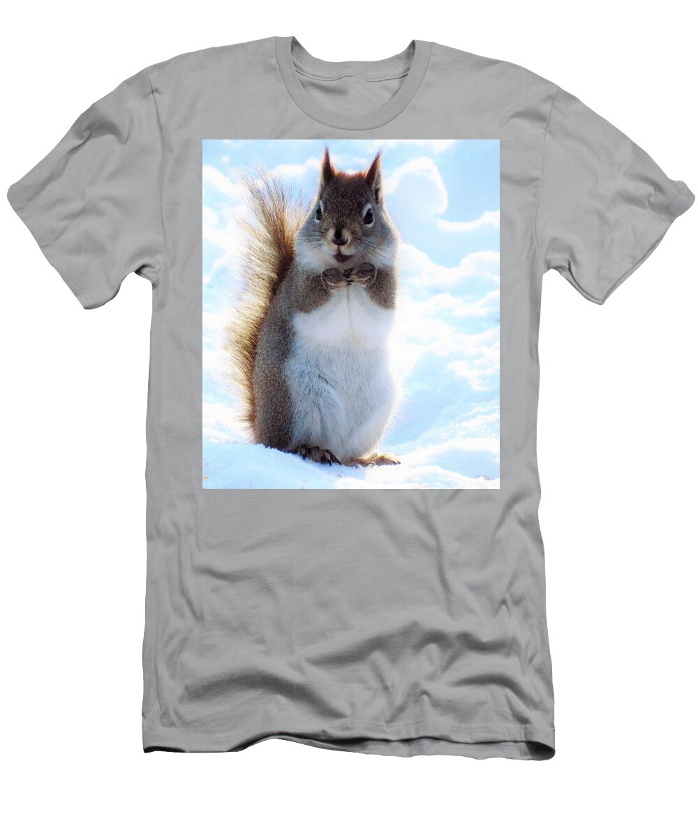 Squirrels T-Shirt featuring the photograph Happy Little Squirrel by Lori Frisch