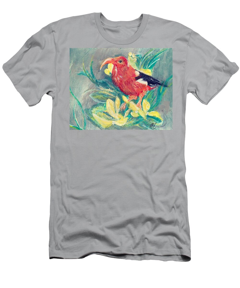 Bird T-Shirt featuring the painting Hawaiian Honeycreeper by Melody Fowler