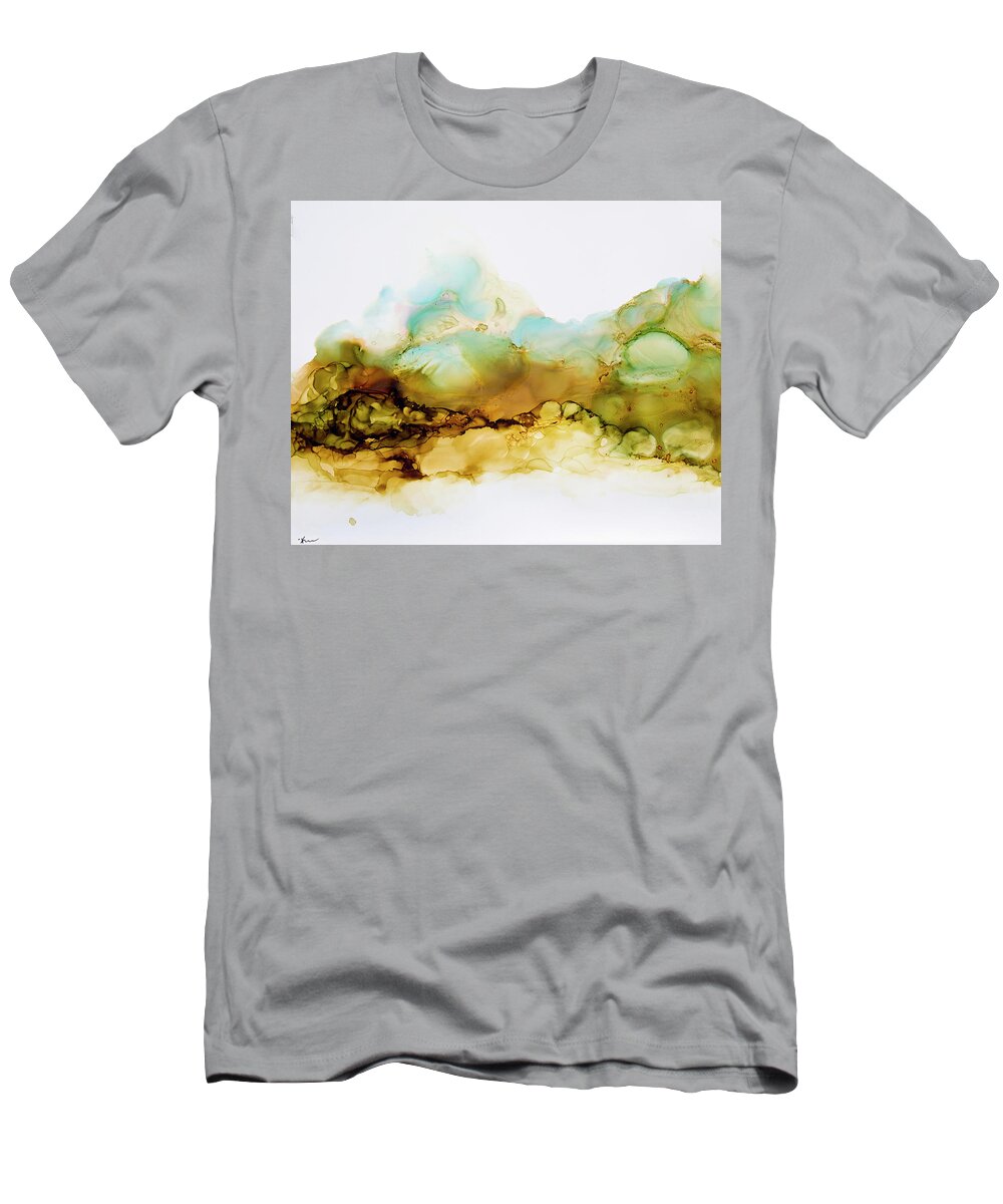 Orange T-Shirt featuring the painting Hazy Afternoon Beach by Katrina Nixon