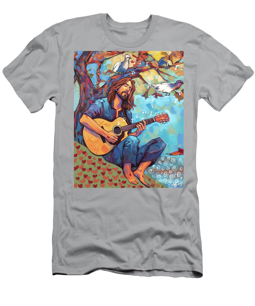 Jen Page T-Shirt featuring the digital art He Sings Over Me by Jennifer Page