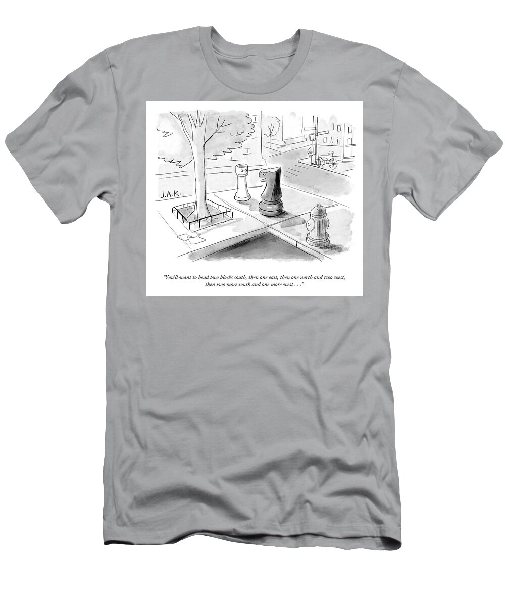 A24363 T-Shirt featuring the drawing Head Two Blocks South by Jason Adam Katzenstein