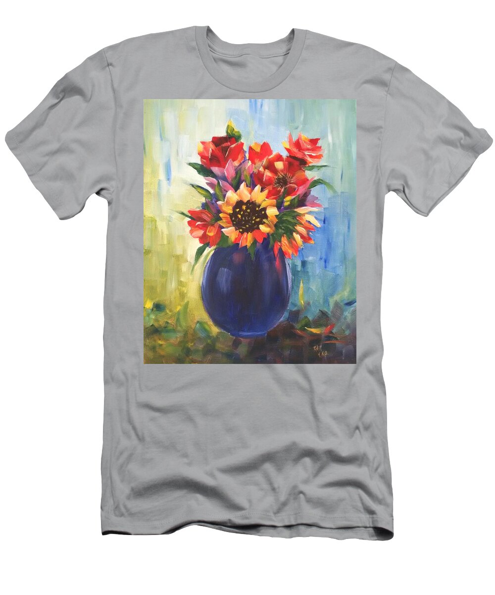 Sunflower T-Shirt featuring the painting Helianthus by Helian by Helian Cornwell