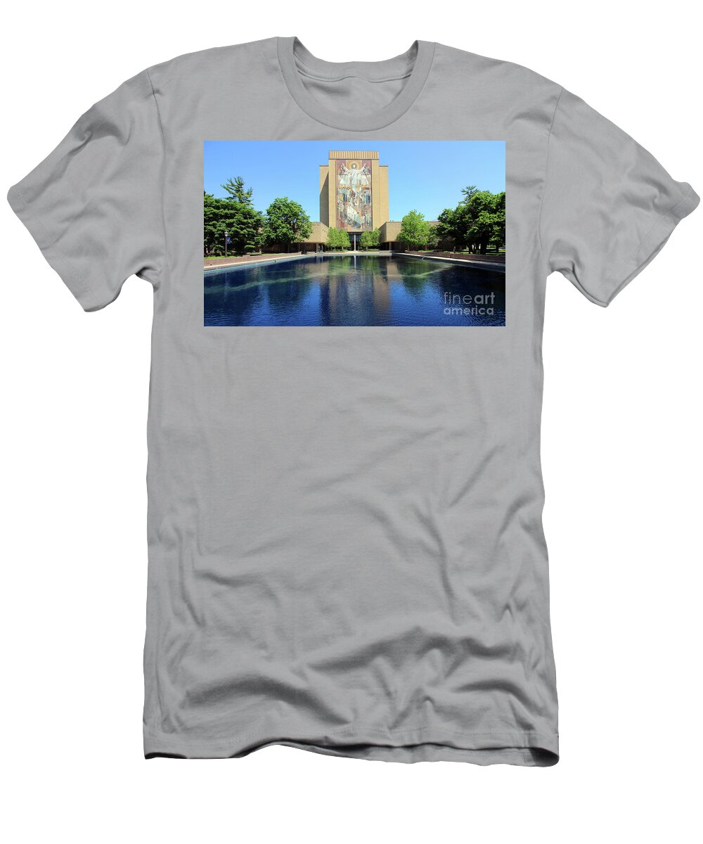 University Of Notre Dame T-Shirt featuring the photograph Hesburgh Library University of Notre Dame 7004 by Jack Schultz