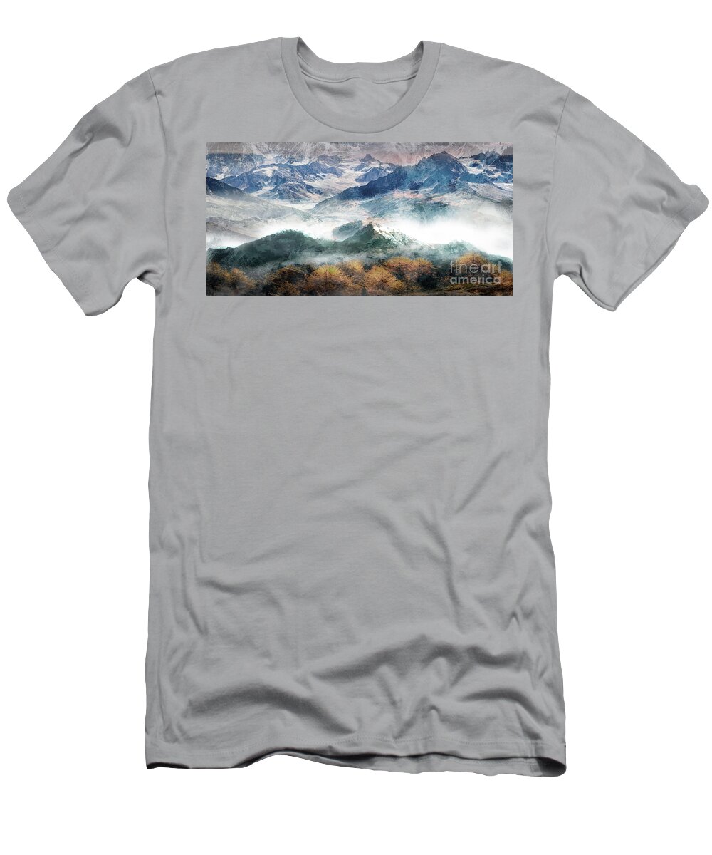 Colorado T-Shirt featuring the digital art High Mountain Fall by Deb Nakano