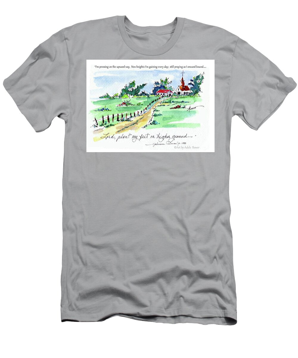 Christian T-Shirt featuring the painting Higher Ground by Adele Bower