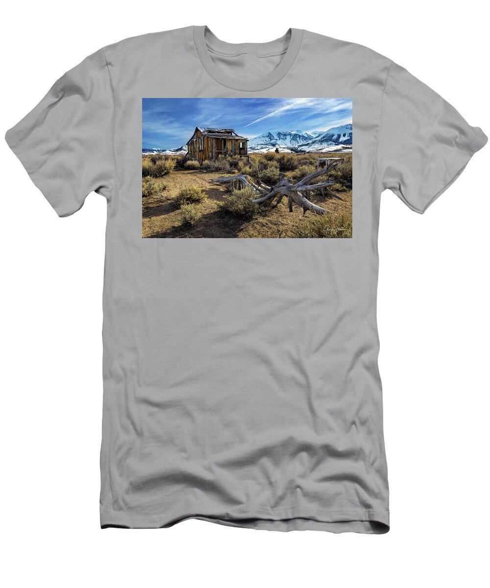 Gary-johnson T-Shirt featuring the photograph Highway 395 Cabin by Gary Johnson