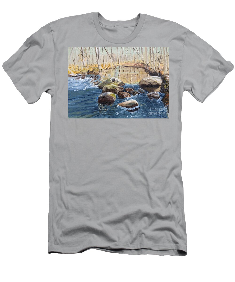 Creek T-Shirt featuring the painting Honey Creek by Deborah Bergren
