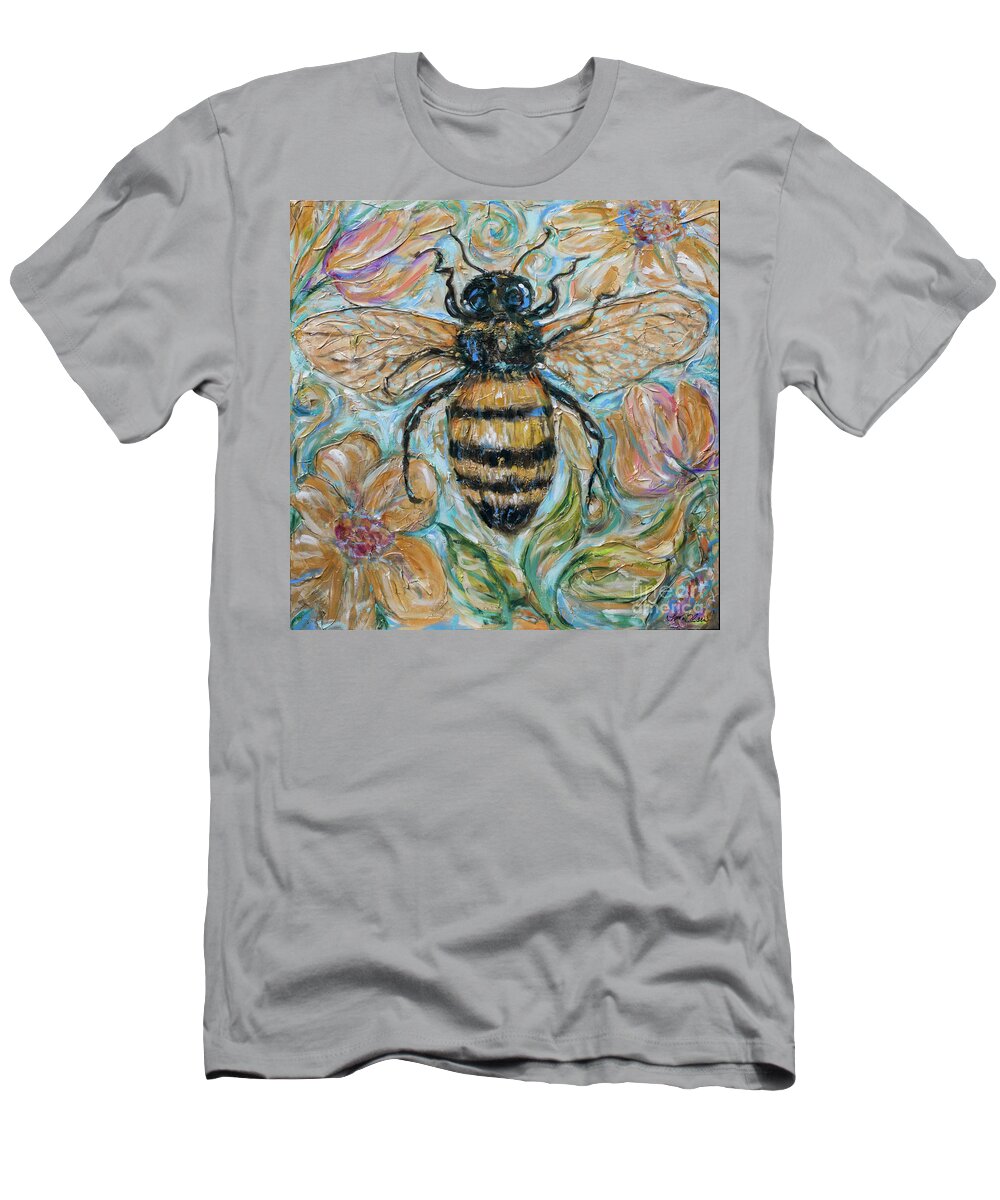Honey T-Shirt featuring the painting Honeybee and Nature by Linda Olsen