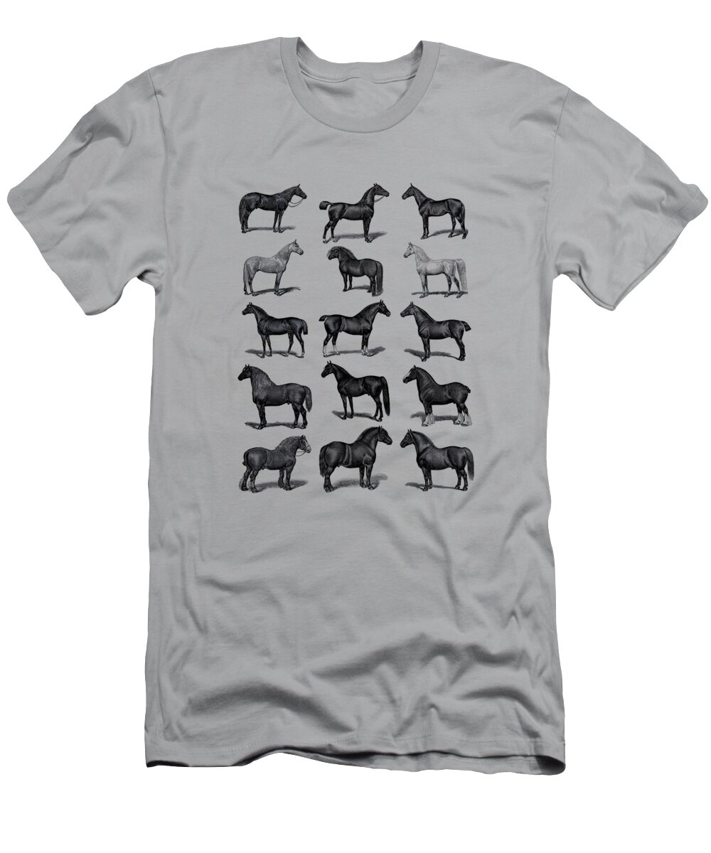 Horse T-Shirt featuring the digital art Horse Breed Chart by Madame Memento