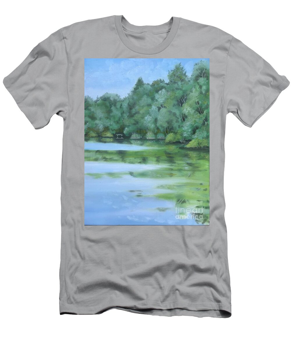 Landscape T-Shirt featuring the painting Huntsmans Lake by Yvonne Ayoub