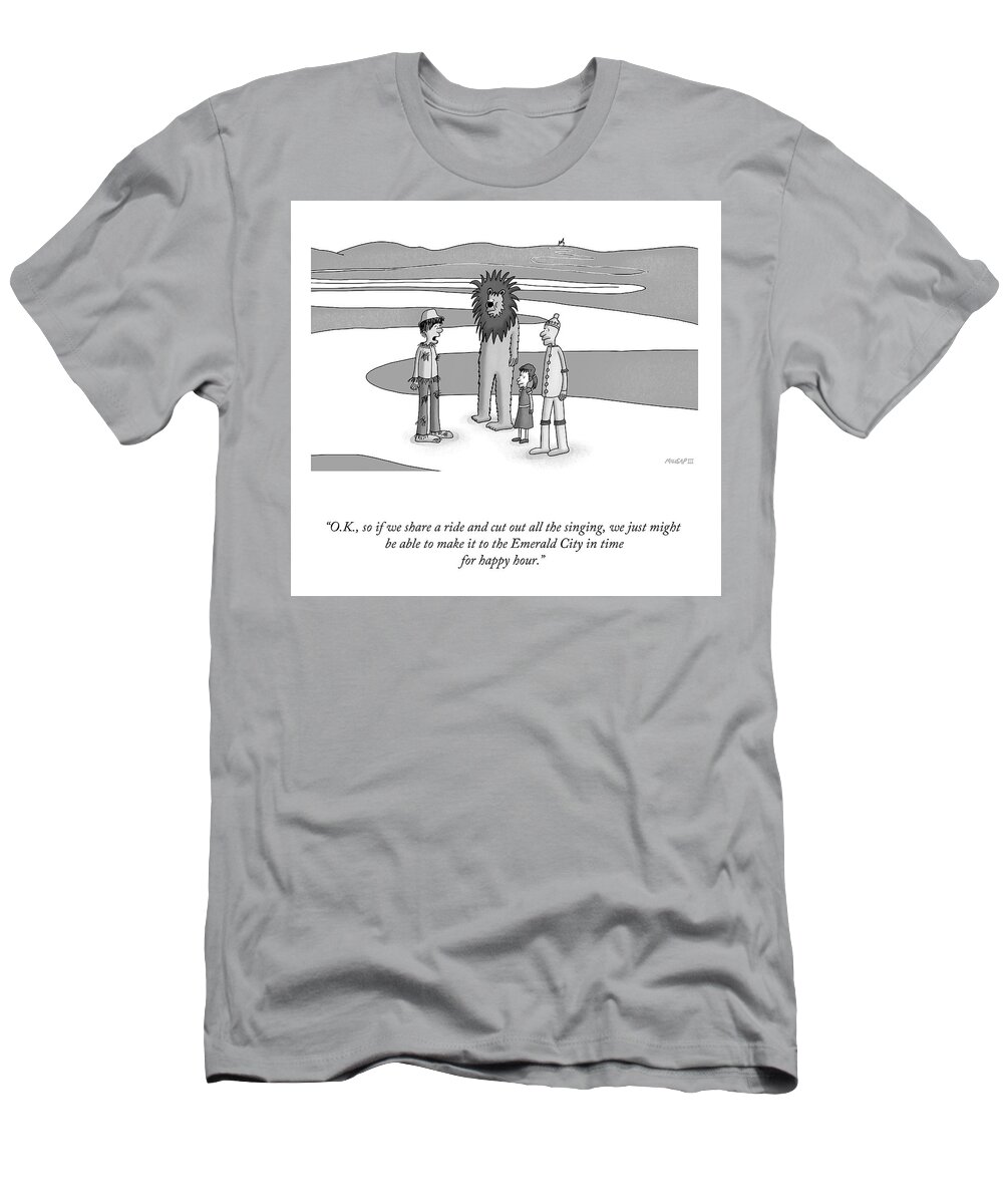 A22925 T-Shirt featuring the drawing In Time for Happy Hour by Lonnie Millsap