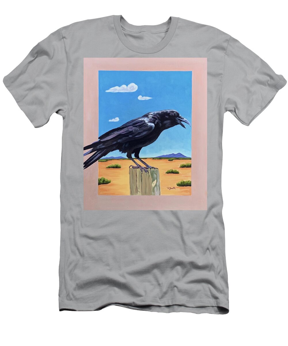 Ravens T-Shirt featuring the painting Inquisitive by Rachel Suzanne Beck