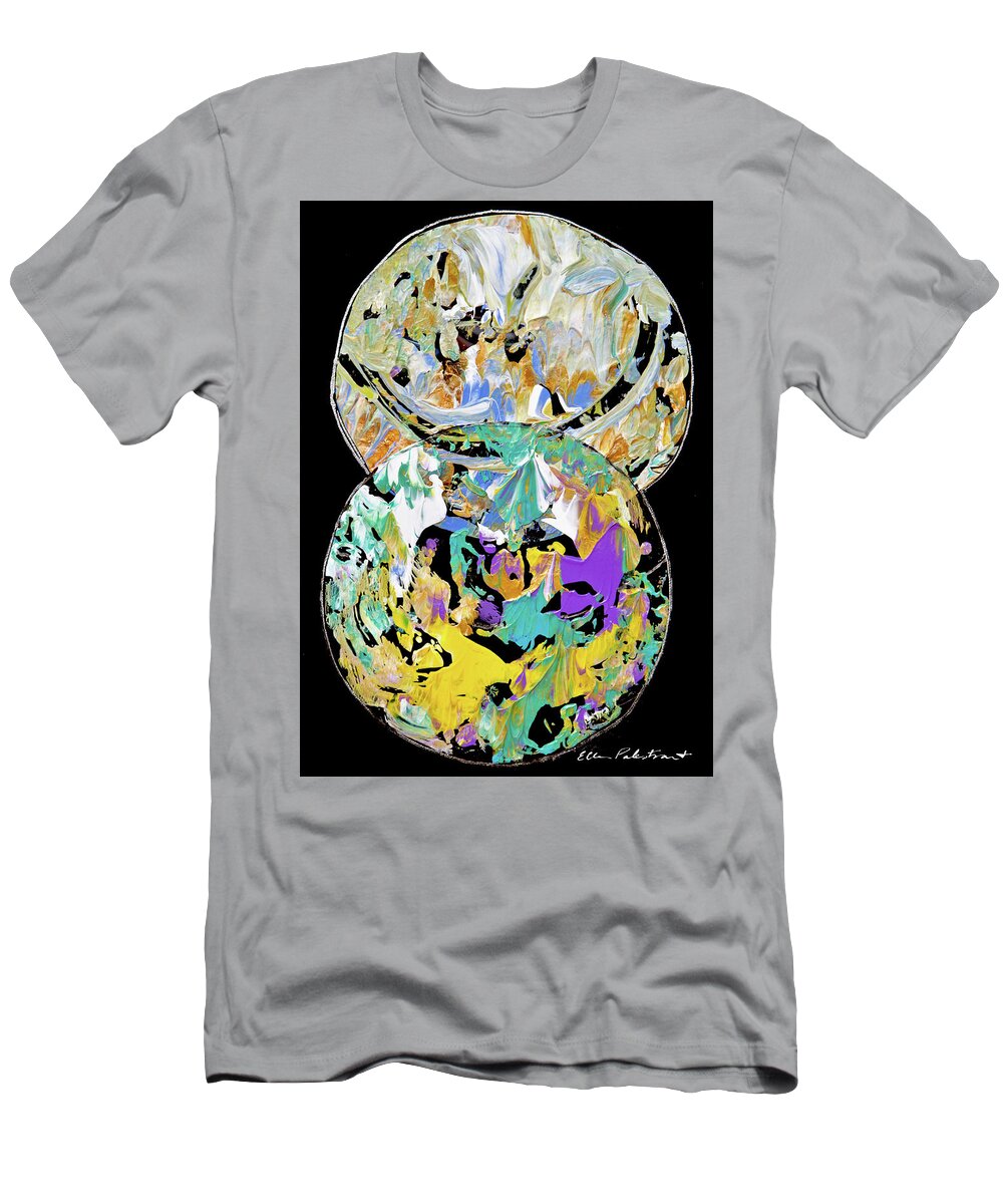 Wall Art T-Shirt featuring the painting Interplanetary Dance - Vertical by Ellen Palestrant