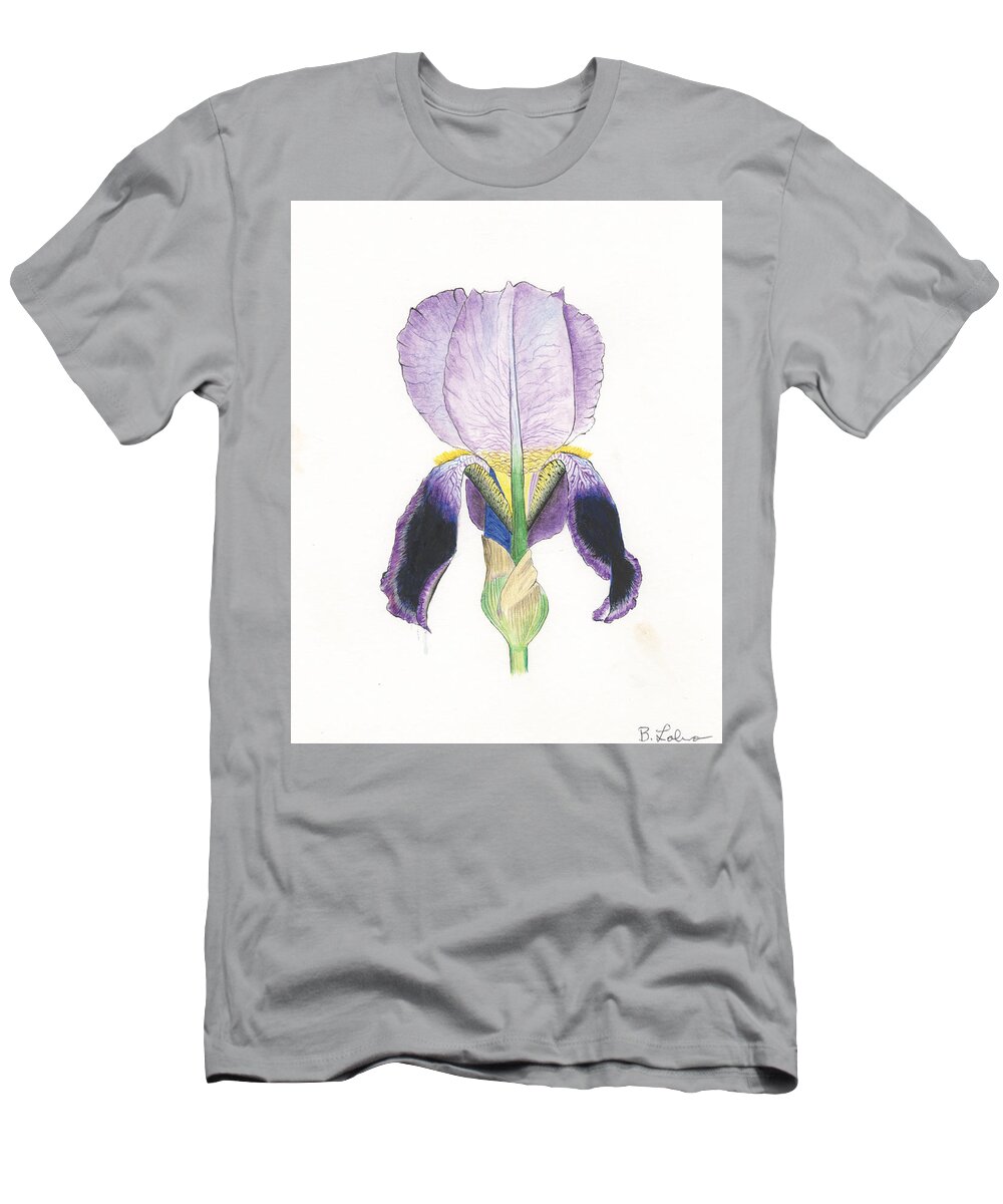Iris T-Shirt featuring the painting Iris, Purple by Bob Labno