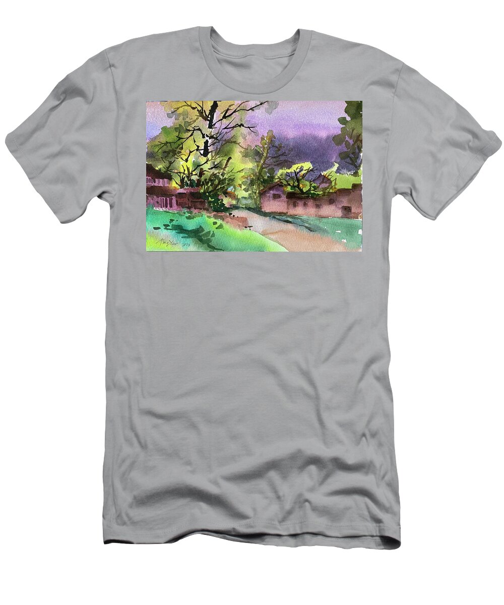  T-Shirt featuring the painting Is going to raining by Ping Yan