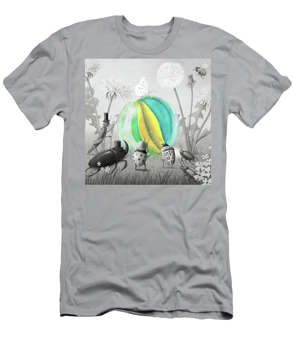 Marble T-Shirt featuring the drawing It Fell from the Sky by Eric Fan